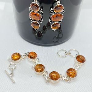 BALTIC AMBER BRACELET AND EARRINGS
